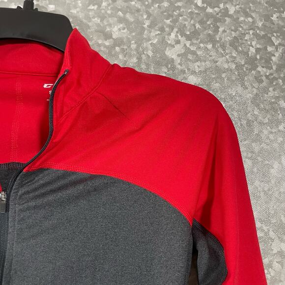 CCM Red & Gray Color Block Activewear 1/4 Zip Jacket - Size Small - Thumbholes - Picture 2 of 7